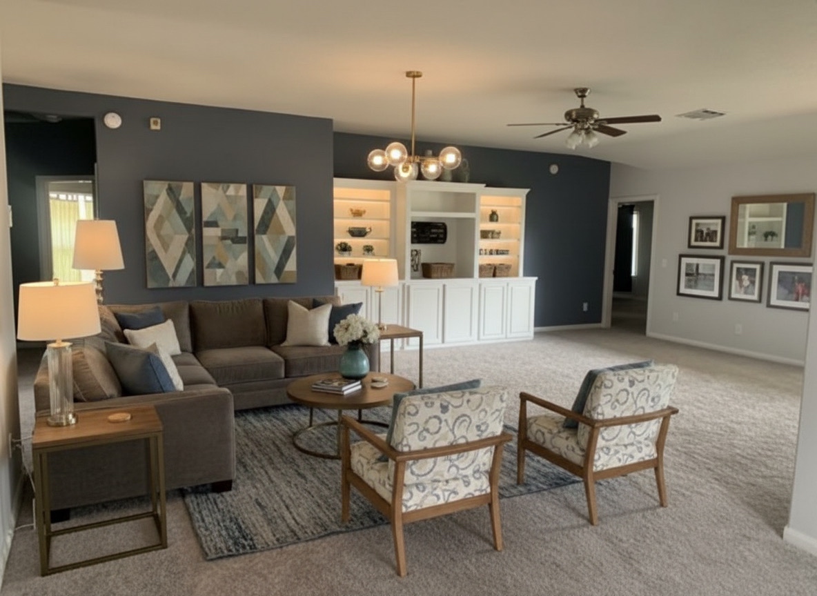 Warm, staged common area at Grayson Community Living